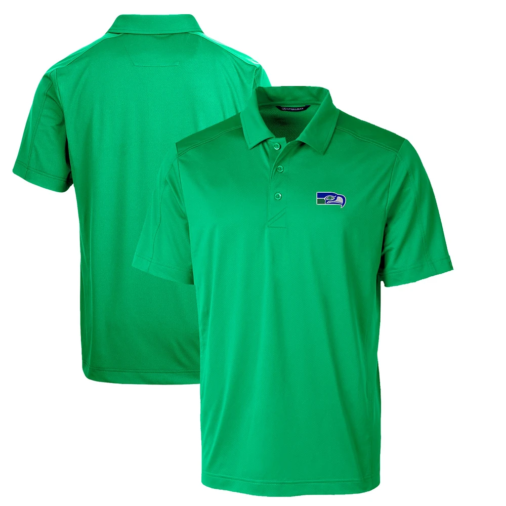 Men's Cutter & Buck Kelly Green Seattle Seahawks Throwback Logo Prospect Textured Stretch Polo