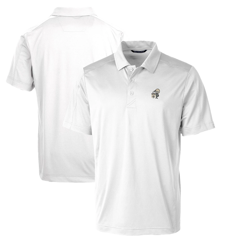 Men's Cutter & Buck White New Orleans Saints Throwback Logo Prospect Textured Stretch Polo