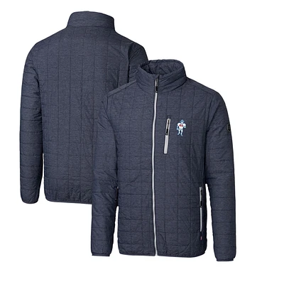 Men's Cutter & Buck Heather Navy Houston Texans Throwback Logo Rainier PrimaLoft Eco Insulated Full-Zip Puffer Jacket