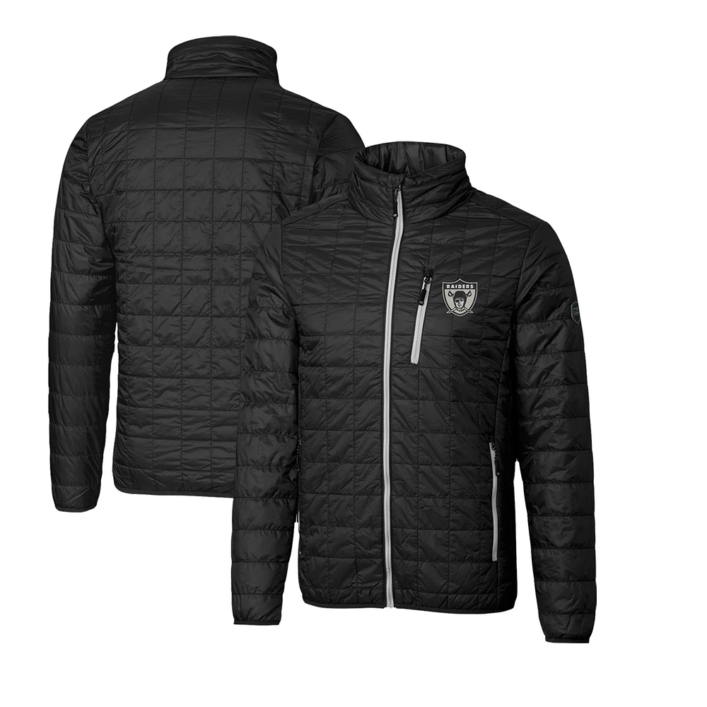 Men's Cutter & Buck Las Vegas Raiders Throwback Logo Rainier PrimaLoft Eco Insulated Full-Zip Puffer Jacket