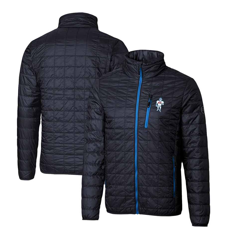 Men's Cutter & Buck Navy Houston Texans Throwback Logo Rainier PrimaLoft Eco Insulated Full-Zip Puffer Jacket