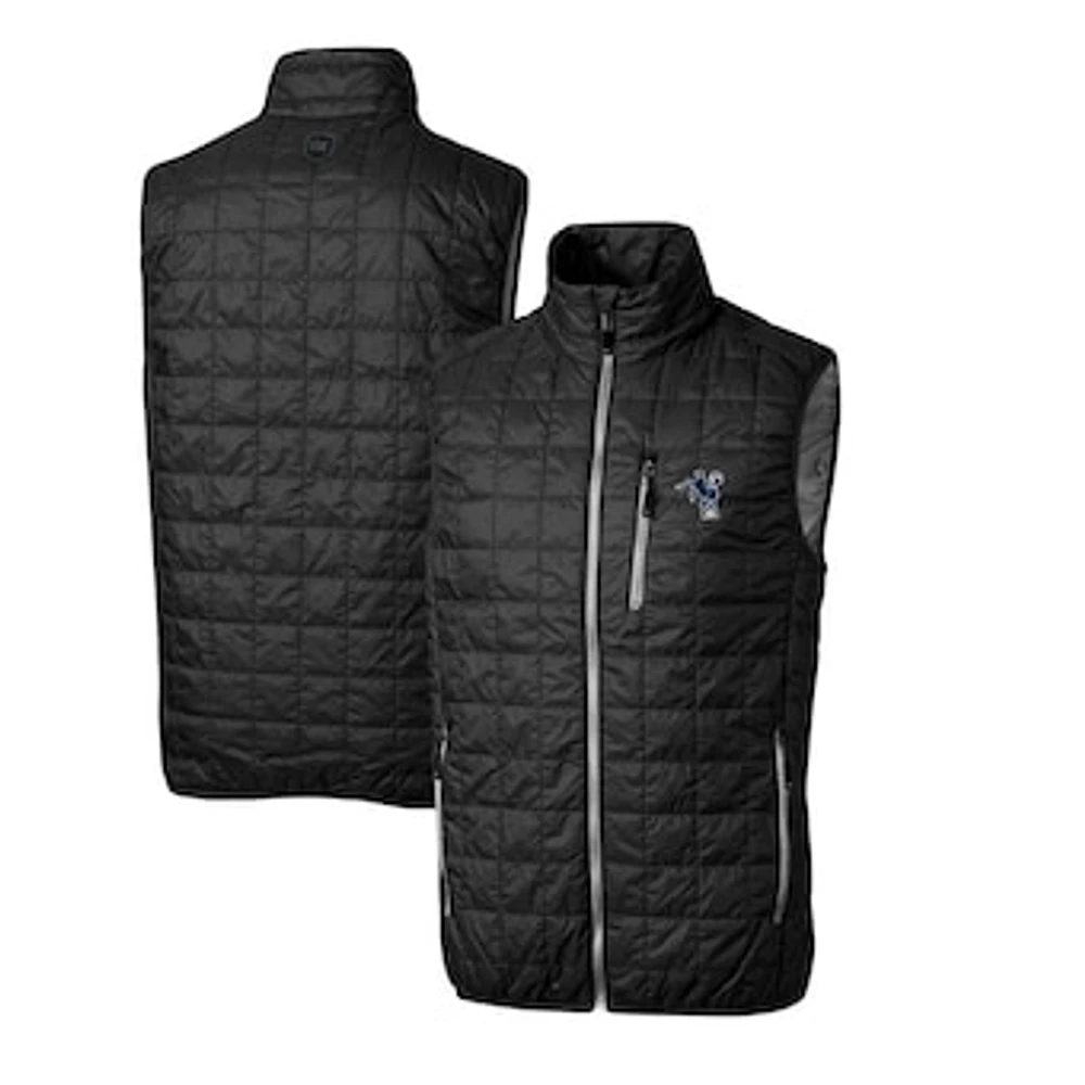 Men's Cutter & Buck Black Indianapolis Colts Throwback Logo Rainier PrimaLoft Eco Insulated Full-Zip Puffer Vest