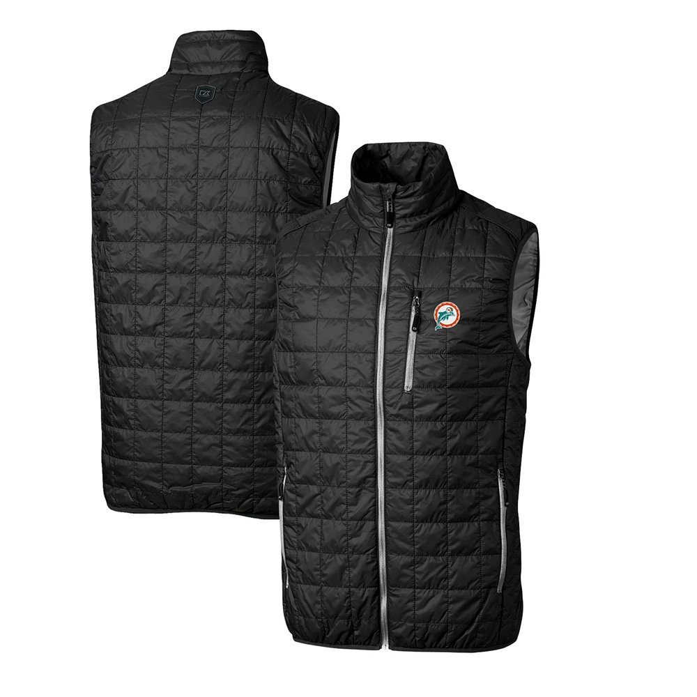 Men's Cutter & Buck Miami Dolphins Throwback Logo Rainier PrimaLoft Eco Insulated Full-Zip Puffer Vest