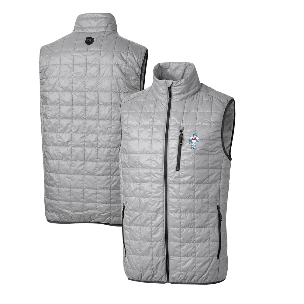 Men's Cutter & Buck Gray Houston Texans Throwback Logo Rainier PrimaLoft Eco Insulated Full-Zip Puffer Vest
