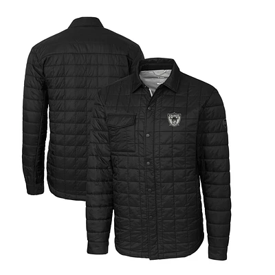 Men's Cutter & Buck Black Las Vegas Raiders Throwback Logo Rainier PrimaLoft Eco Insulated Quilted Button-Up Shacket