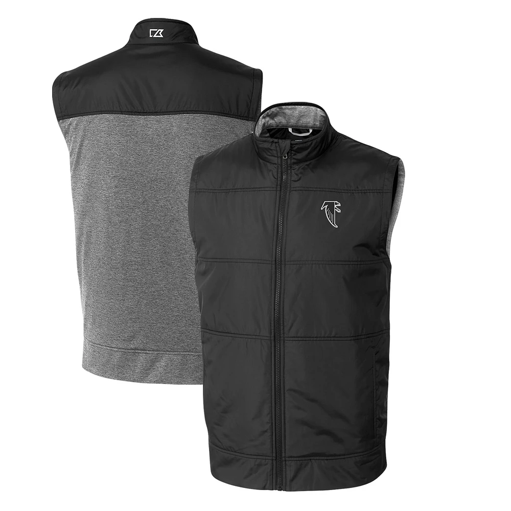Men's Cutter & Buck Atlanta Falcons Throwback Logo Stealth Hybrid Quilted Windbreaker Full-Zip Vest