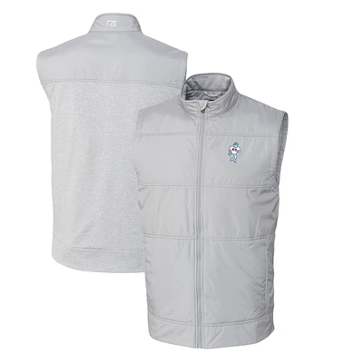 Men's Cutter & Buck Gray Houston Oilers Throwback Logo Stealth Hybrid Quilted Windbreaker Full-Zip Vest