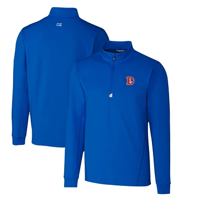 Men's Cutter & Buck Royal Denver Broncos Throwback Logo Traverse Stretch Quarter-Zip Pullover Top