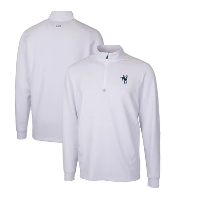 Men's Cutter & Buck White Indianapolis Colts Throwback Logo Traverse Stretch Quarter-Zip Pullover Top