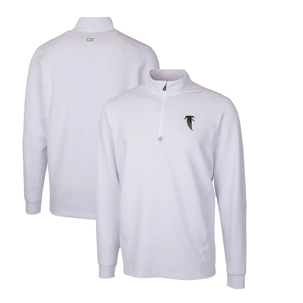 Men's Cutter & Buck Atlanta Falcons Throwback Logo Traverse Stretch Quarter-Zip Pullover Top