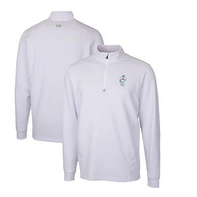 Men's Cutter & Buck White Houston Oilers Throwback Logo Traverse Stretch Quarter-Zip Pullover Top