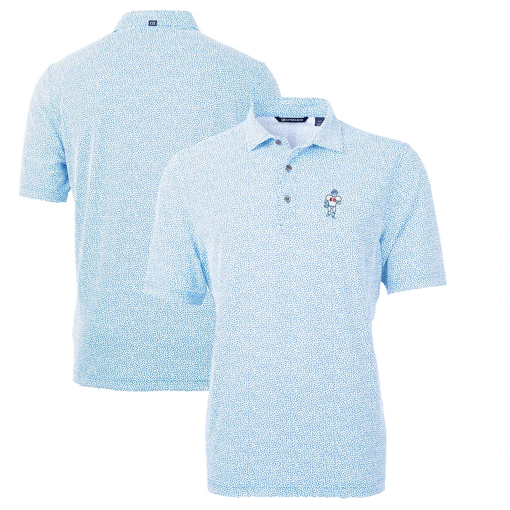 Men's Cutter & Buck Light Blue Houston Oilers Throwback Logo Virtue Eco-Pique Botanical Recycled Polo