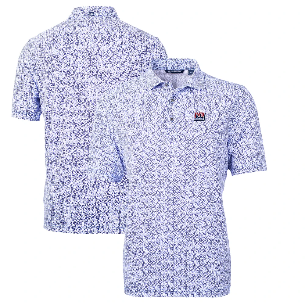 Men's Cutter & Buck Blue New York Giants Throwback Logo Virtue Eco-Pique Botanical Recycled Polo