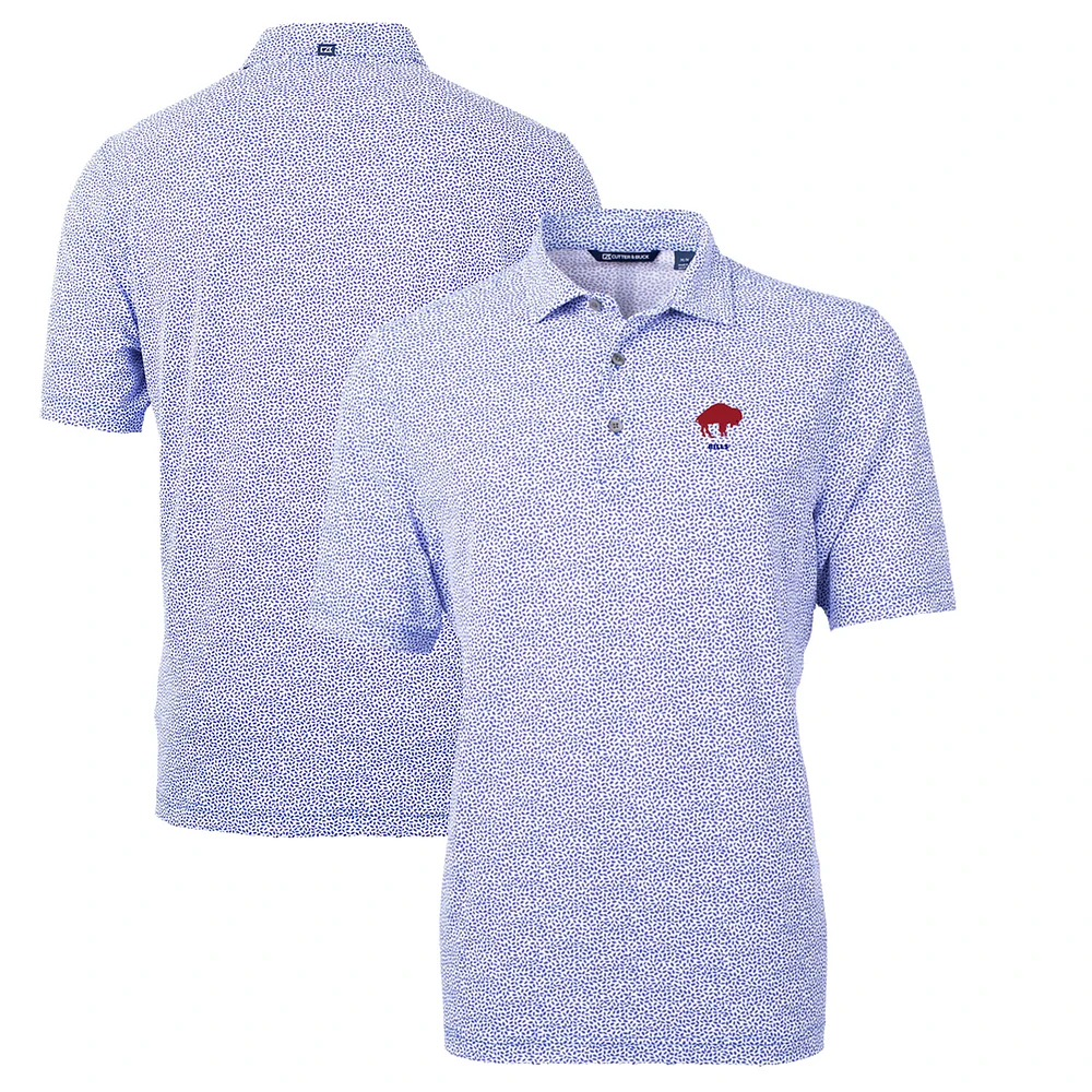 Men's Cutter & Buck Blue Buffalo Bills Throwback Logo Virtue Eco-Pique Botanical Recycled Polo