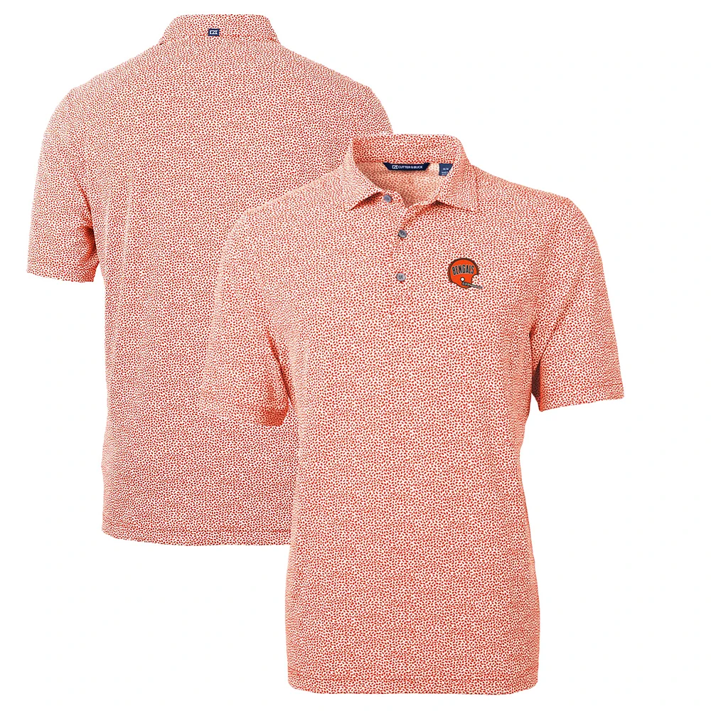 Men's Cutter & Buck Cincinnati Bengals Throwback Logo Virtue Eco-Pique Botanical Recycled Polo