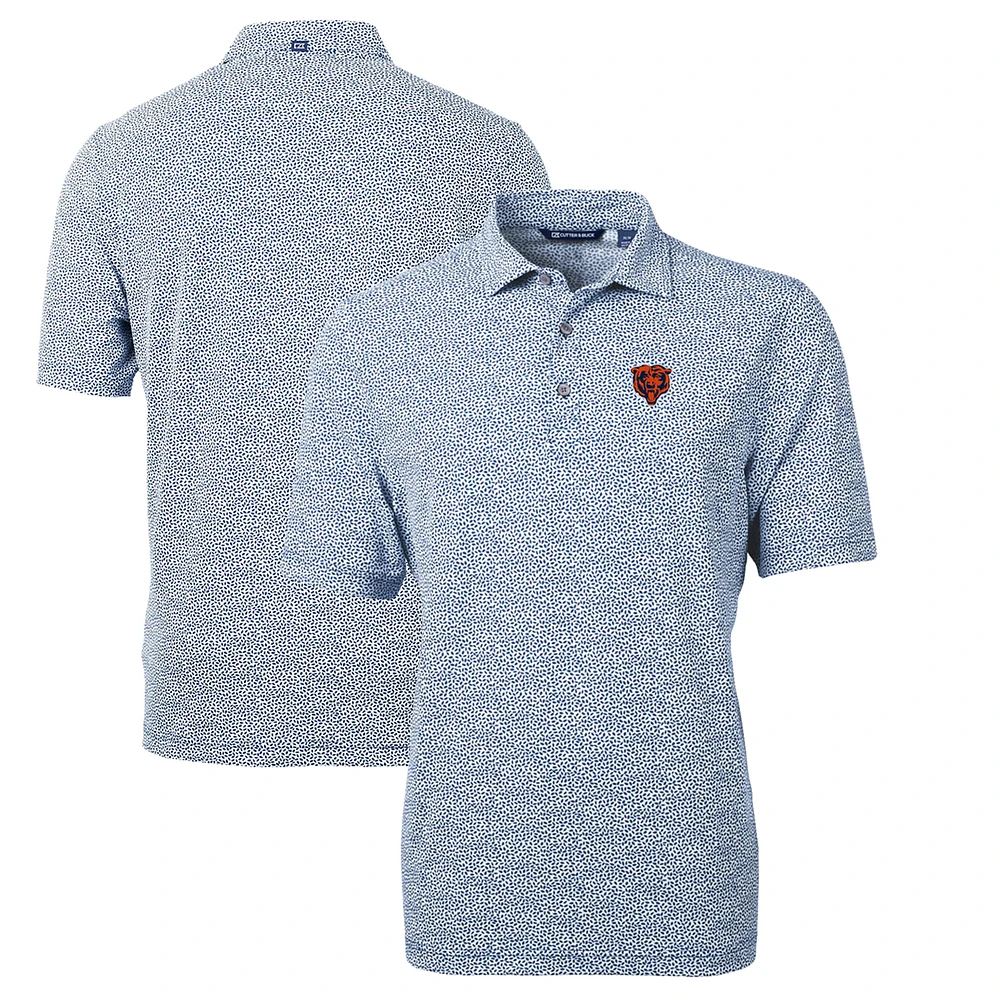 Men's Cutter & Buck Navy Chicago Bears Throwback Logo Virtue Eco-Pique Botanical Recycled Polo