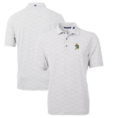 Men's Cutter & Buck Gray Green Bay Packers Throwback Logo Virtue Eco-Pique Botanical Recycled Polo
