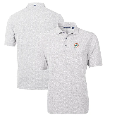 Men's Cutter & Buck Gray Miami Dolphins Throwback Logo Virtue Eco-Pique Botanical Recycled Polo