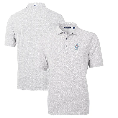 Men's Cutter & Buck Gray Houston Oilers Throwback Logo Virtue Eco-Pique Botanical Recycled Polo