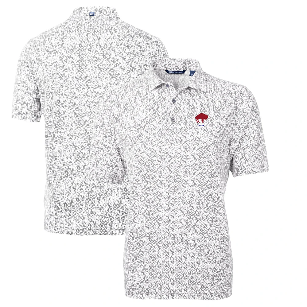 Men's Cutter & Buck Gray Buffalo Bills Throwback Logo Virtue Eco-Pique Botanical Recycled Polo