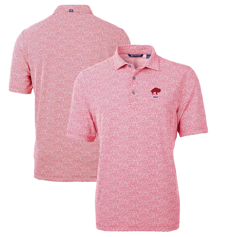 Men's Cutter & Buck Red Buffalo Bills Throwback Logo Virtue Eco-Pique Botanical Recycled Polo