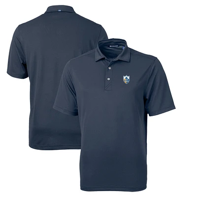 Men's Cutter & Buck Navy Los Angeles Chargers Throwback Logo Virtue Eco Pique Recycled Polo