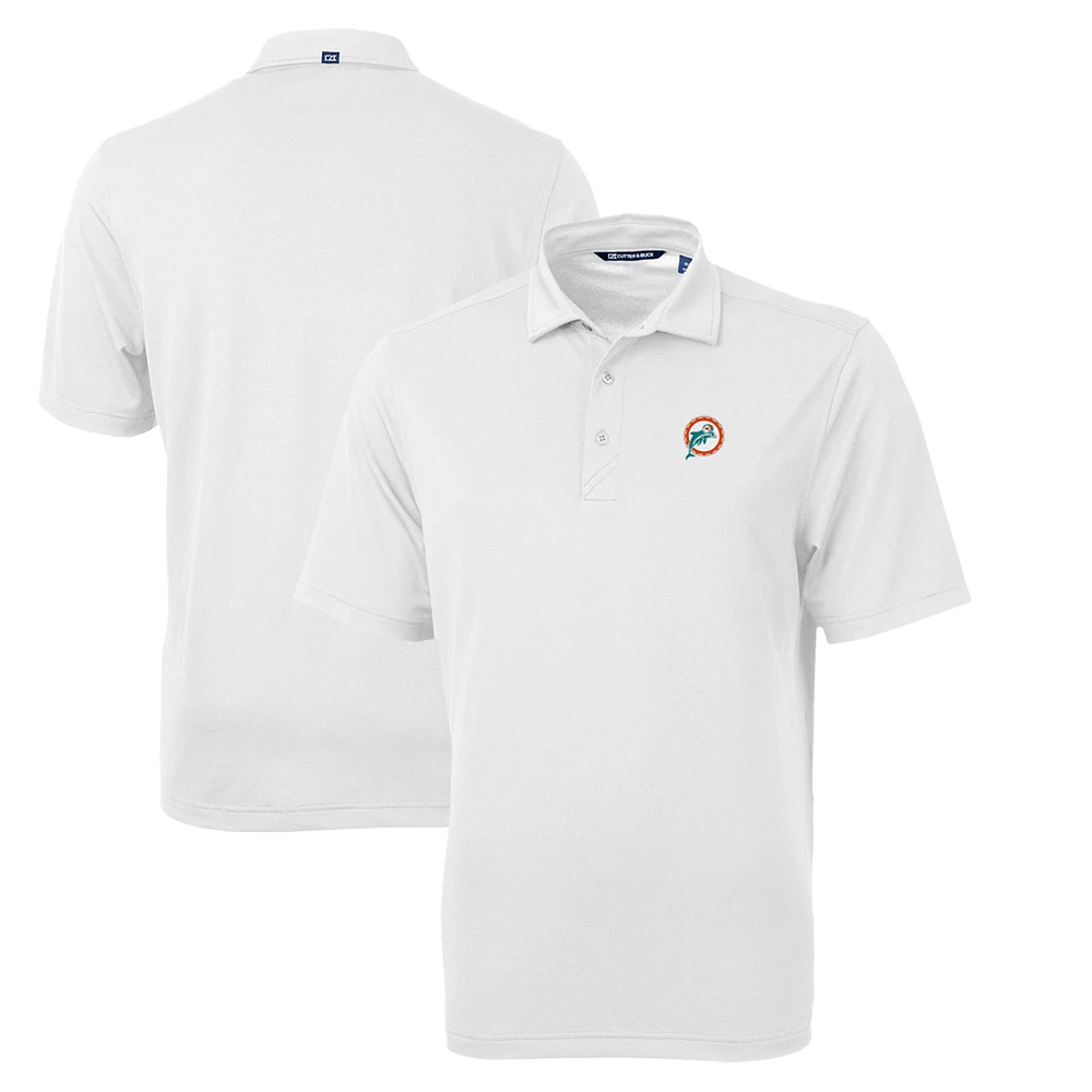 Men's Cutter & Buck Miami Dolphins Throwback Logo Virtue Eco Pique Recycled Polo