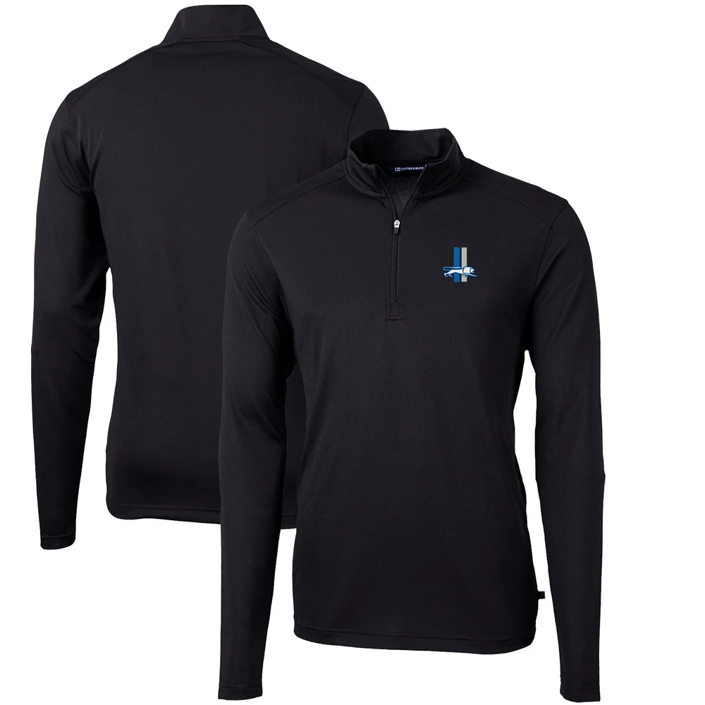Men's Cutter & Buck Detroit Lions Throwback Logo Virtue Eco Pique Recycled Quarter-Zip Pullover Top