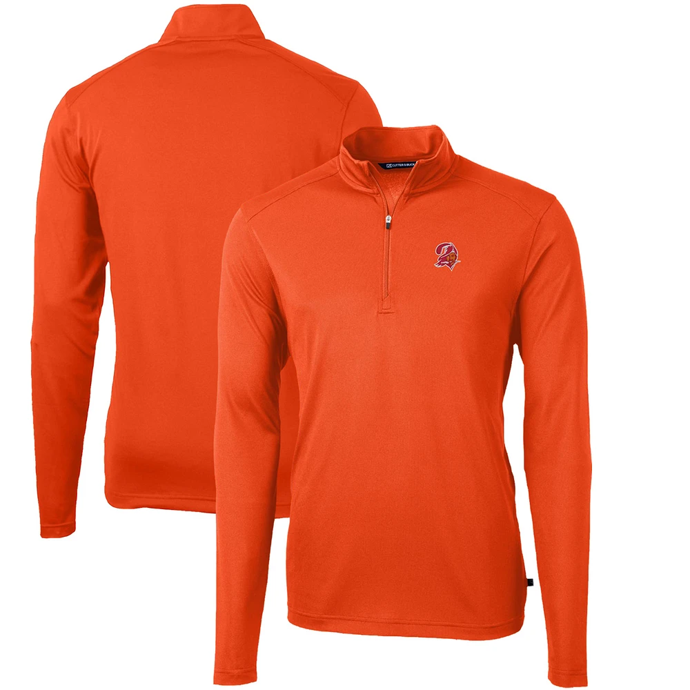 Men's Cutter & Buck Tampa Bay Buccaneers Throwback Logo Virtue Eco Pique Recycled Quarter-Zip Pullover Top