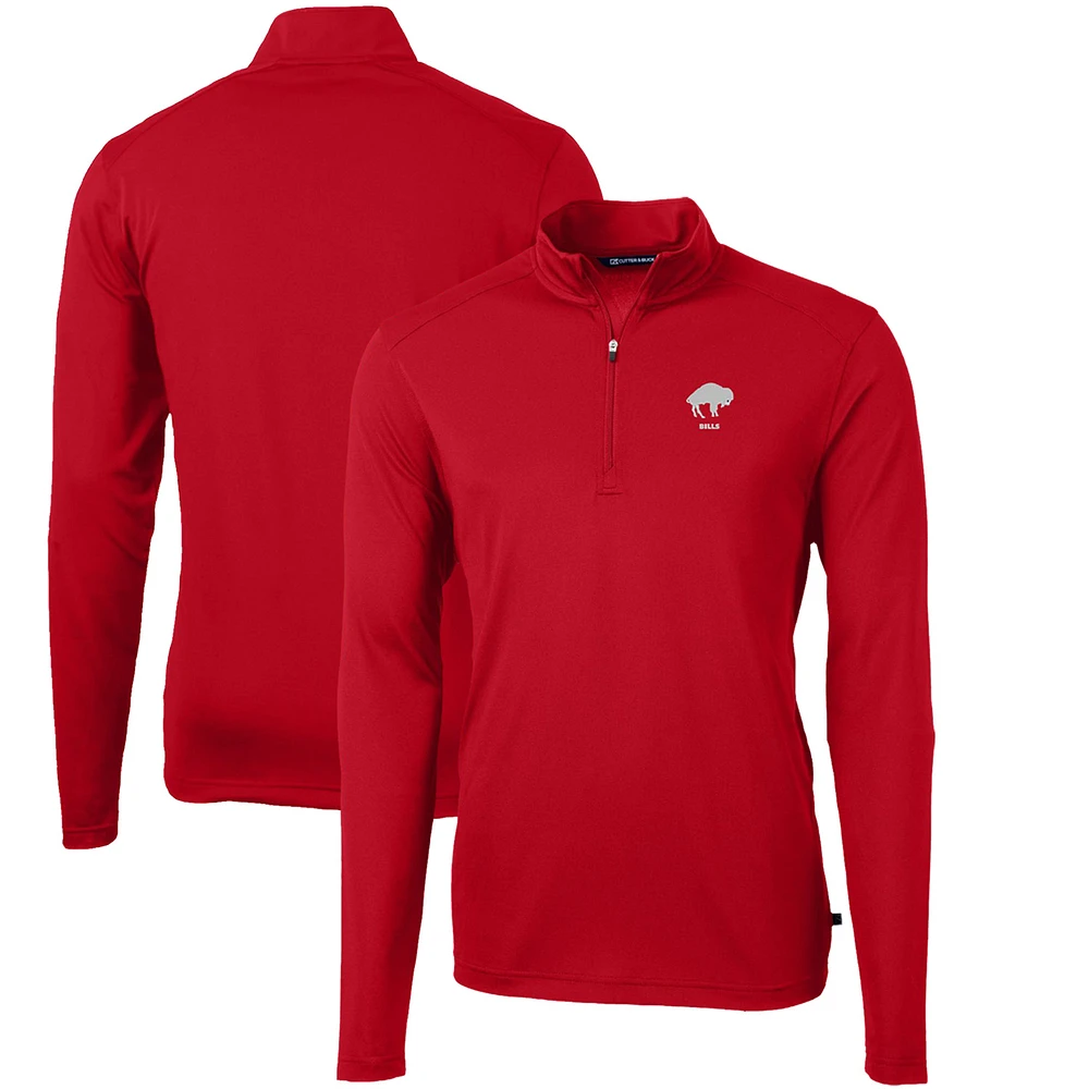 Men's Cutter & Buck Buffalo Bills Throwback Logo Virtue Eco Pique Recycled Quarter-Zip Pullover Top