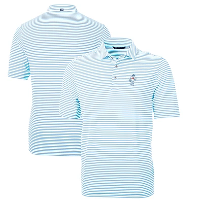 Men's Cutter & Buck Light Blue Houston Oilers Throwback Logo Virtue Eco Pique Stripe Recycled Polo