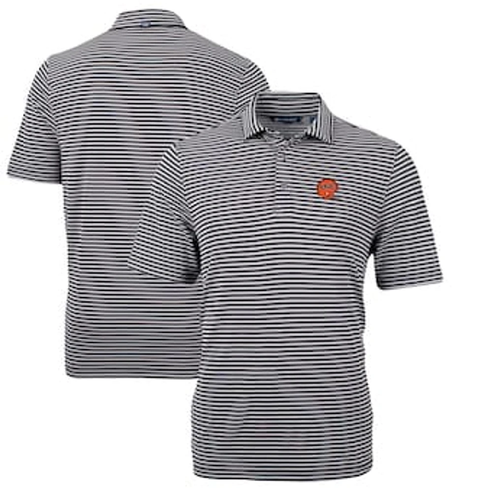 Men's Cutter & Buck Cincinnati Bengals Throwback Logo Virtue Eco Pique Stripe Recycled Polo