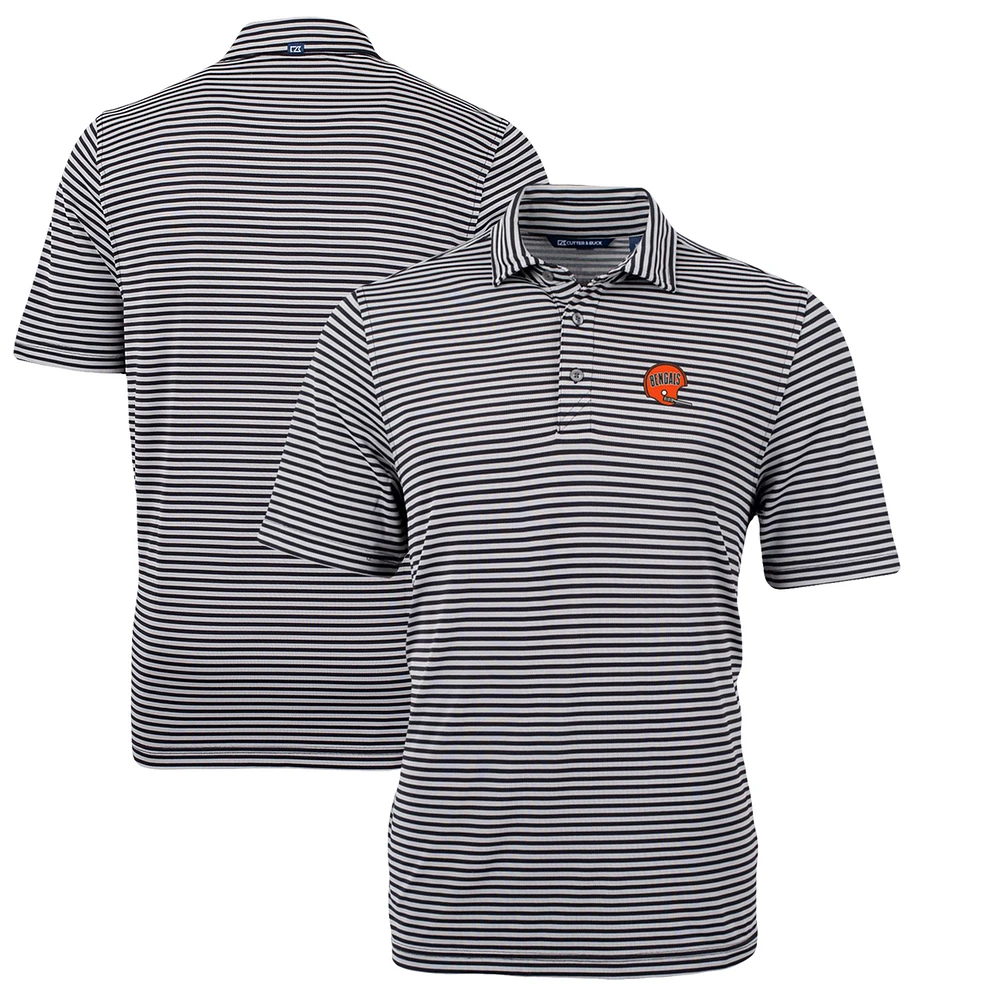 Men's Cutter & Buck Cincinnati Bengals Throwback Logo Virtue Eco Pique Stripe Recycled Polo