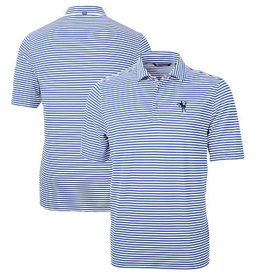 Men's Cutter & Buck Blue Indianapolis Colts Throwback Logo Virtue Eco Pique Stripe Recycled Polo