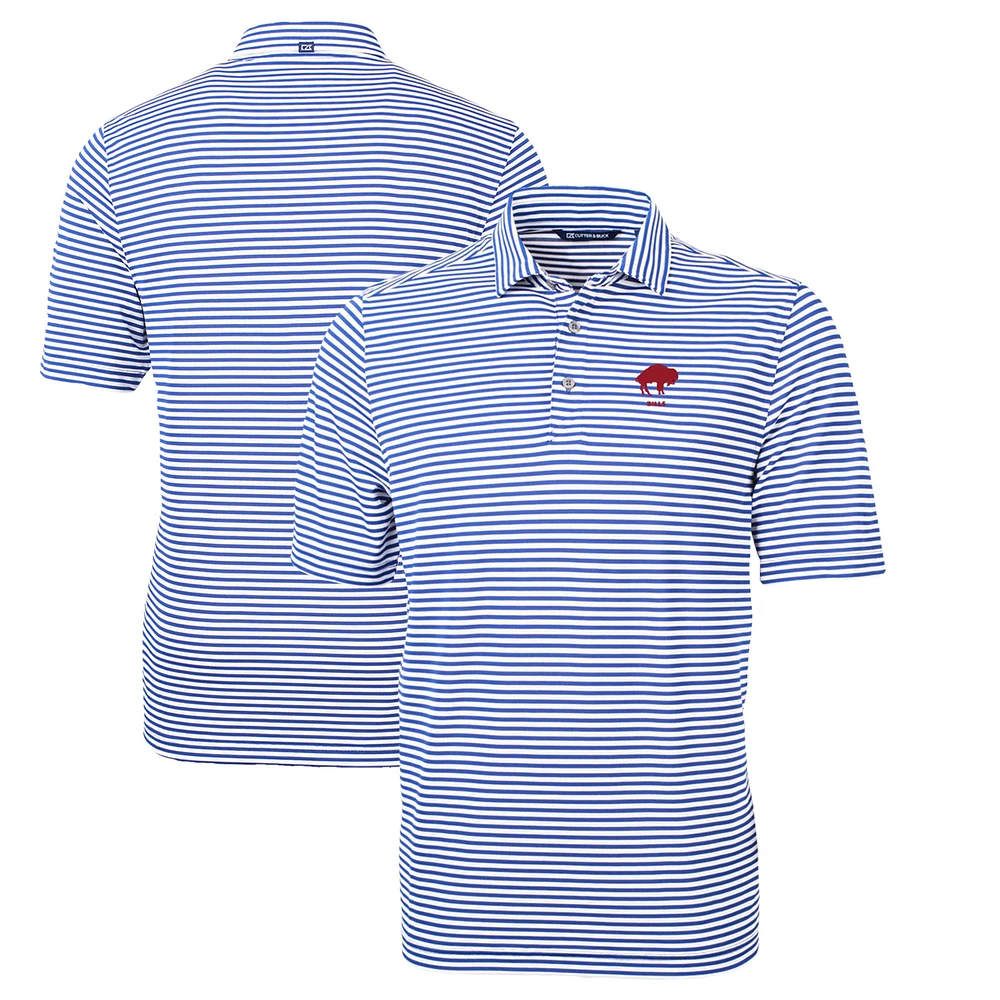 Men's Cutter & Buck Buffalo Bills Throwback Logo Virtue Eco Pique Stripe Recycled Polo