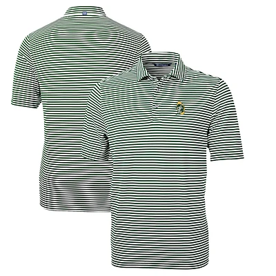 Men's Cutter & Buck Green Bay Packers Throwback Logo Virtue Eco Pique Stripe Recycled Polo