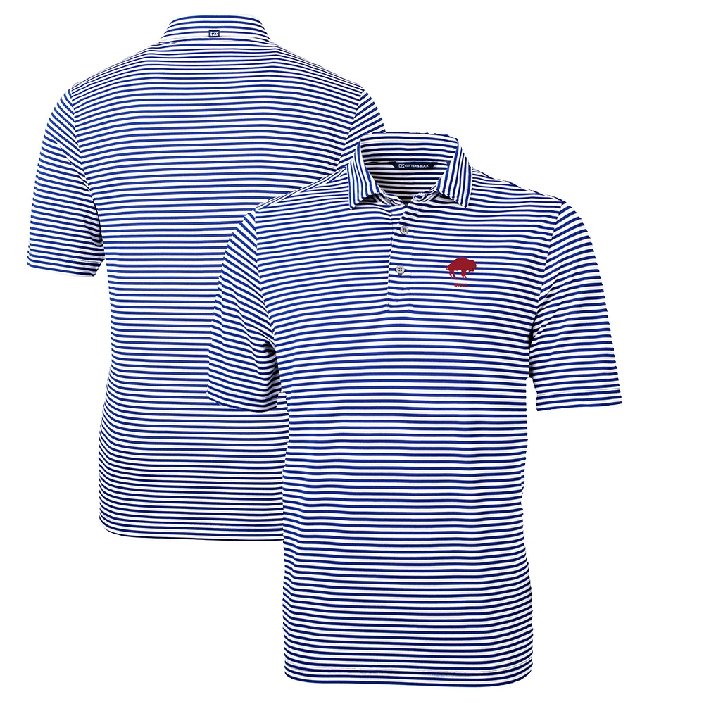 Men's Cutter & Buck Royal Buffalo Bills Throwback Logo Virtue Eco Pique Stripe Recycled Polo