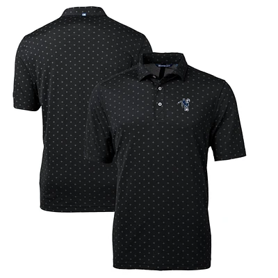 Men's Cutter & Buck Black Indianapolis Colts Throwback Logo Virtue Eco Pique Tile Recycled Polo
