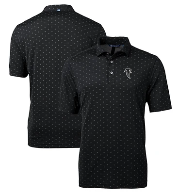 Men's Cutter & Buck Black Atlanta Falcons Throwback Logo Virtue Eco Pique Tile Recycled Polo