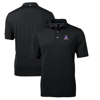 Men's Cutter & Buck Black New England Patriots Throwback Logo Virtue Eco Pique Tile Recycled Polo