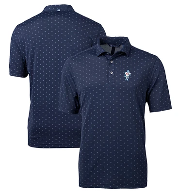 Men's Cutter & Buck Navy Houston Oilers Throwback Logo Virtue Eco Pique Tile Recycled Polo