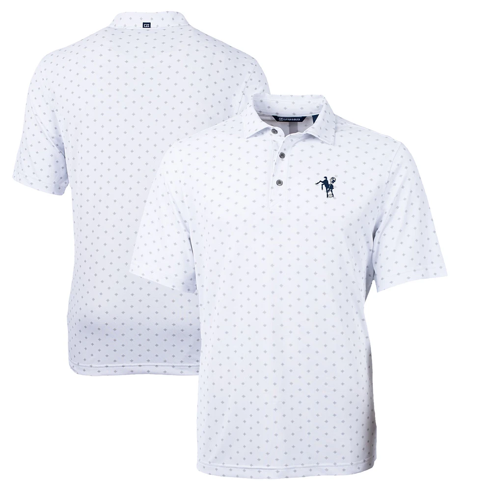 Men's Cutter & Buck White Indianapolis Colts Throwback Logo Virtue Eco Pique Tile Recycled Polo