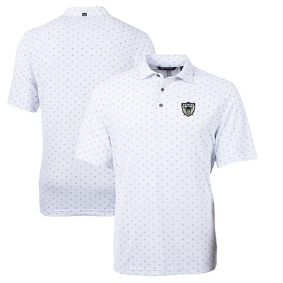 Men's Cutter & Buck White Las Vegas Raiders Throwback Logo Virtue Eco Pique Tile Recycled Polo