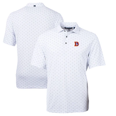 Men's Cutter & Buck White Denver Broncos Throwback Logo Virtue Eco Pique Tile Recycled Polo