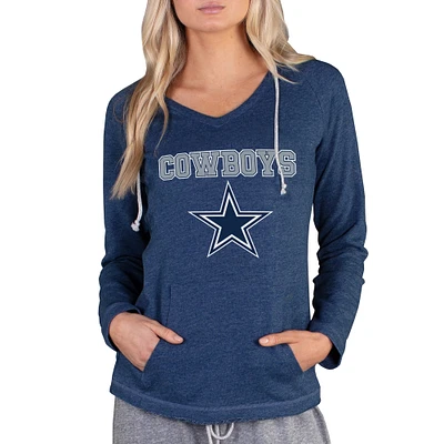 Women's Concepts Sport Navy Dallas Cowboys Mainstream Tri-Blend Raglan Hoodie V-Neck Top