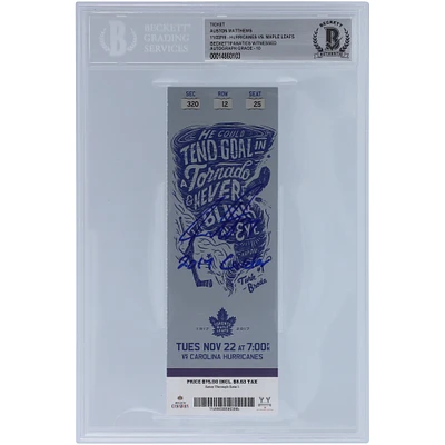 Auston Matthews Toronto Maple Leafs Autographed Ticket from November 2016 with "2017 Calder" Inscription