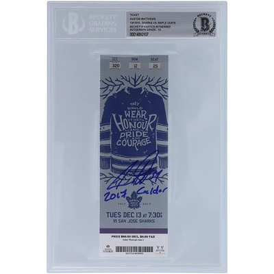 Auston Matthews Toronto Maple Leafs Autographed Ticket from December 2016 with "2017 Calder" Inscription
