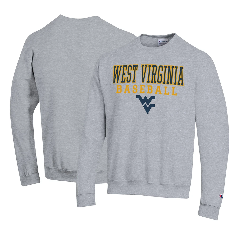 Men's Champion West Virginia Mountaineers Primary Team Logo Stack Baseball Powerblend Pullover Sweatshirt