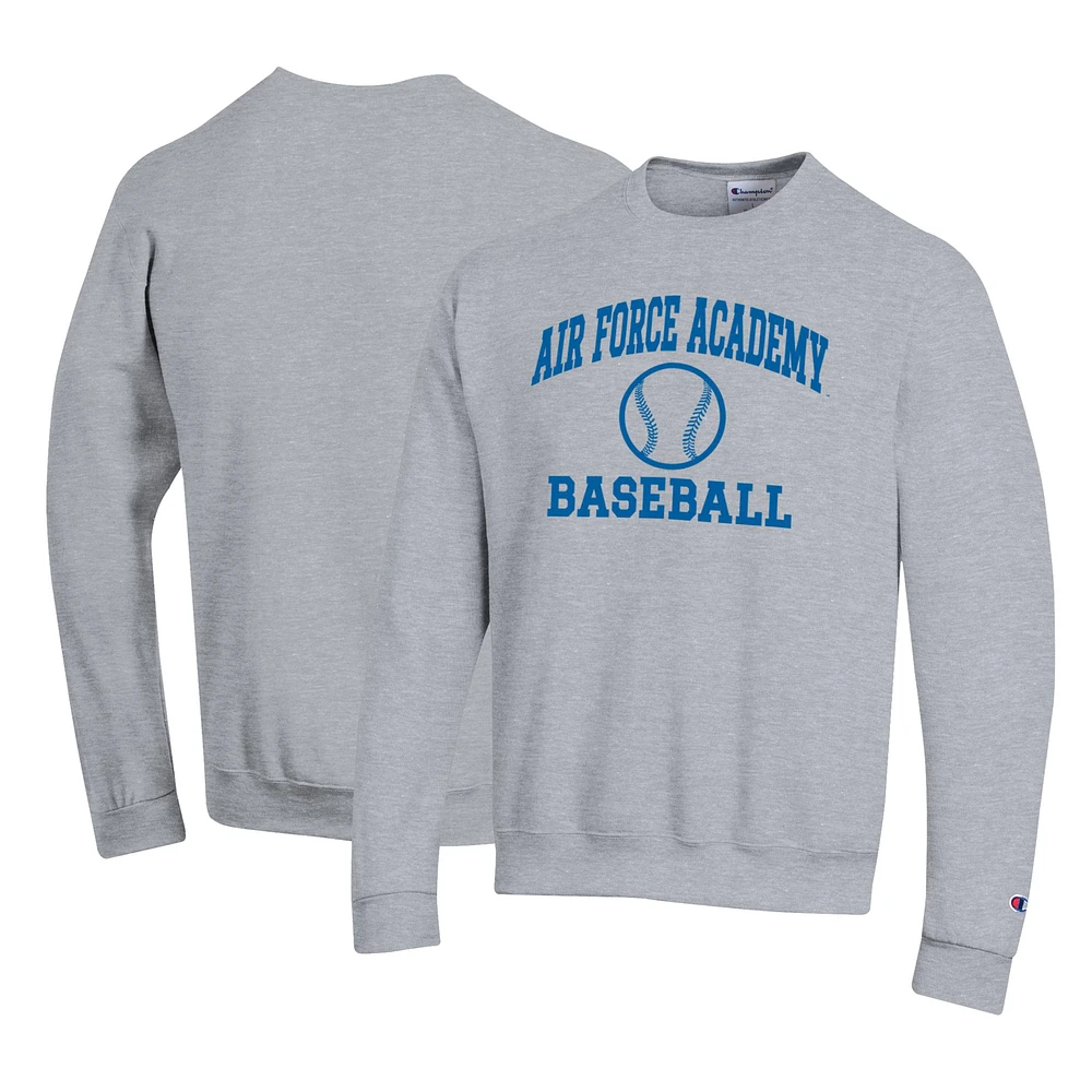 Men's Champion Gray Air Force Falcons Primary Team Logo Icon Baseball Powerblend Pullover Sweatshirt