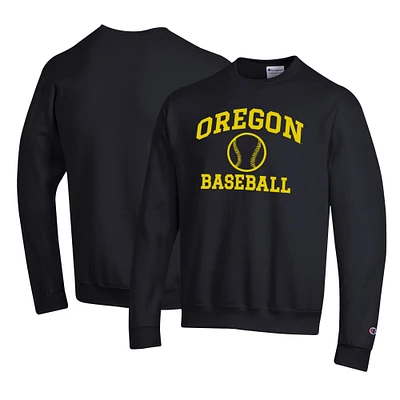 Men's Champion Black Oregon Ducks Primary Team Logo Icon Baseball Powerblend Pullover Sweatshirt